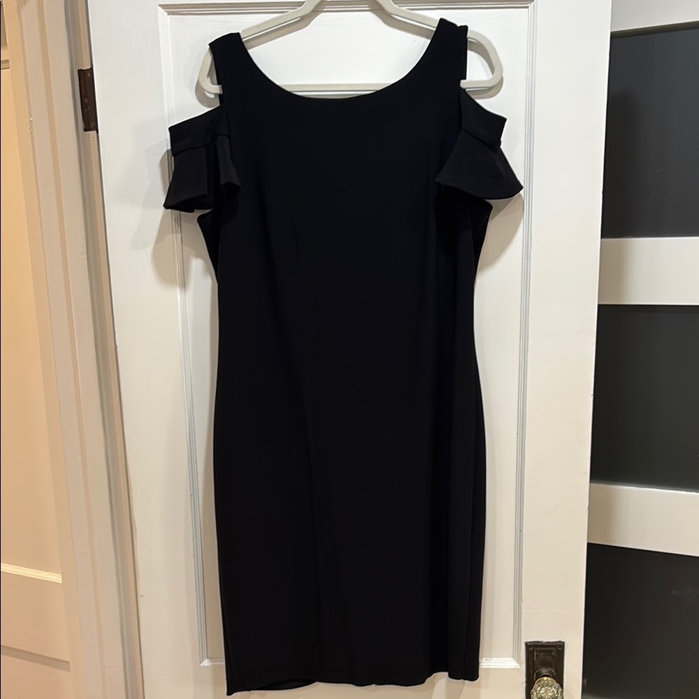 Frank Lyman Design Black Cold Shoulder Sheath Dress